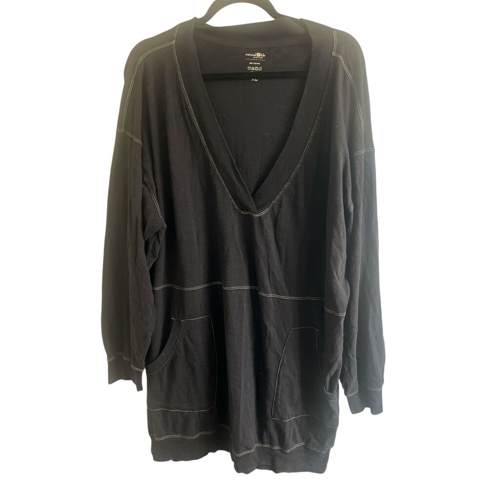 ✨Natural Life Black Long Sleeve V-Neck Pullover Shirt Charlie Sz XL Dress✨ - Picture 8 of 10